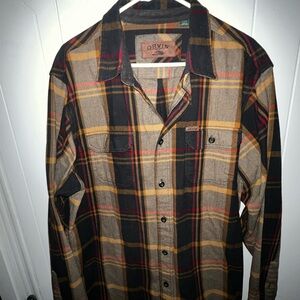 Orvis Men's Casual Plaid Shirt - Black, Brown, and Red
